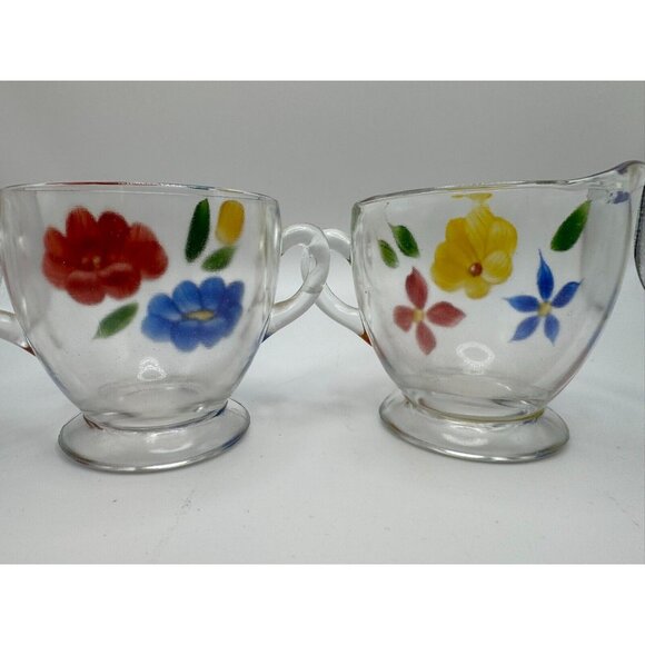 Vintage Bartlett Collins Creamer Sugar Bowl Floral Red Yellow Gay Fad 50’s Vtg - Picture 4 of 8